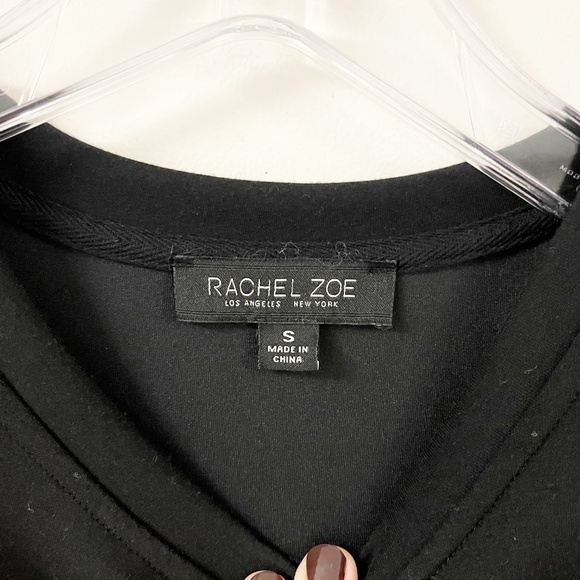 Rachel Zoe Sleeveless Padded Shoulder Crew Neck Black Mini Dress Size S - Picture 5 of 8